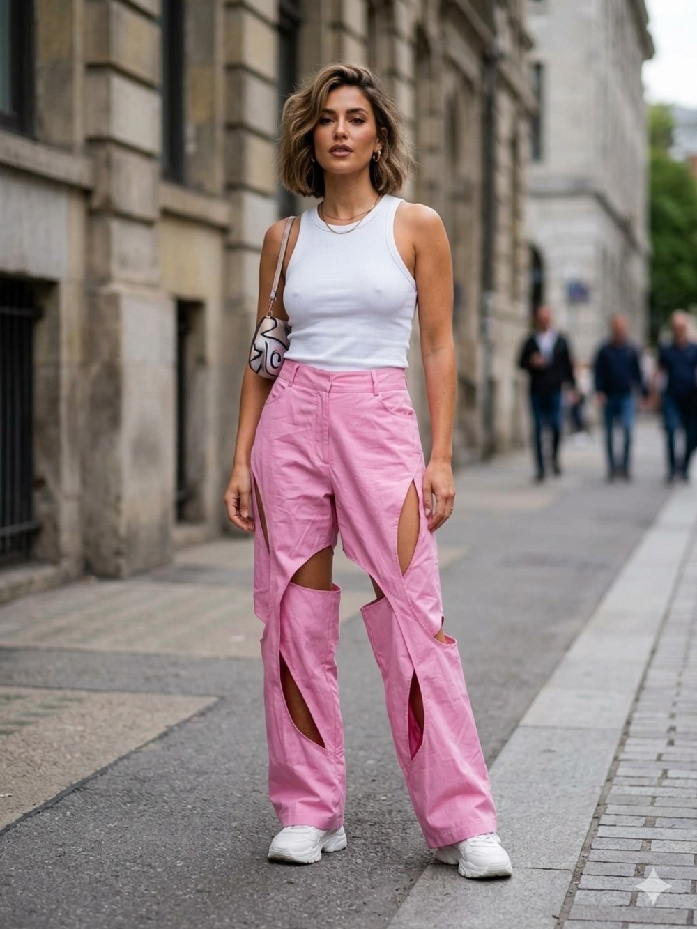Olivia Mark Pink Cutout Wide-Leg Pants